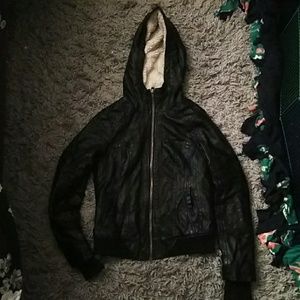 Leather winter jacket